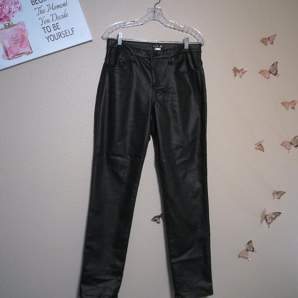 Black Faux Leather Pants SZ 10 by Venus